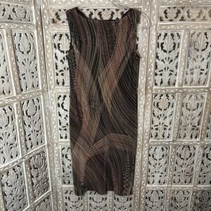 Vtg 90s Y2K Lightweight Midi Dress Multi Color Textured Plisse Mirco Pleats-6